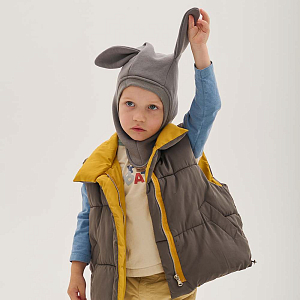 Шапка-шлем Peppihat "Bunny Teddy l.grey", серая